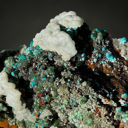 Smithsonite, Aragonite, Rosasite - Lavrion, Greece