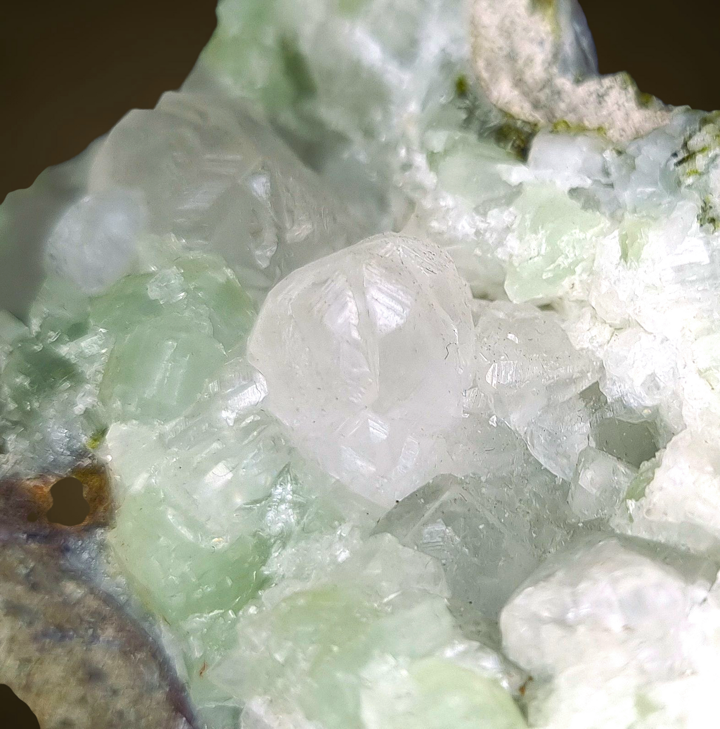 Prehnit, Calcit, Pumpellyit – Tafelkop, Namibia