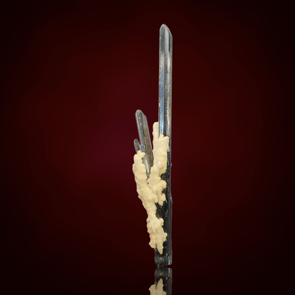 Stibnite, Calcite - Xikuangshan, China