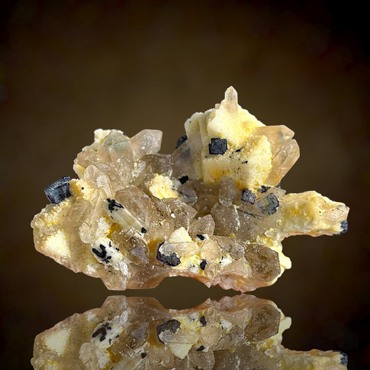 Fluorite on microcline, Smokey Quartz - Erongo, Namibia