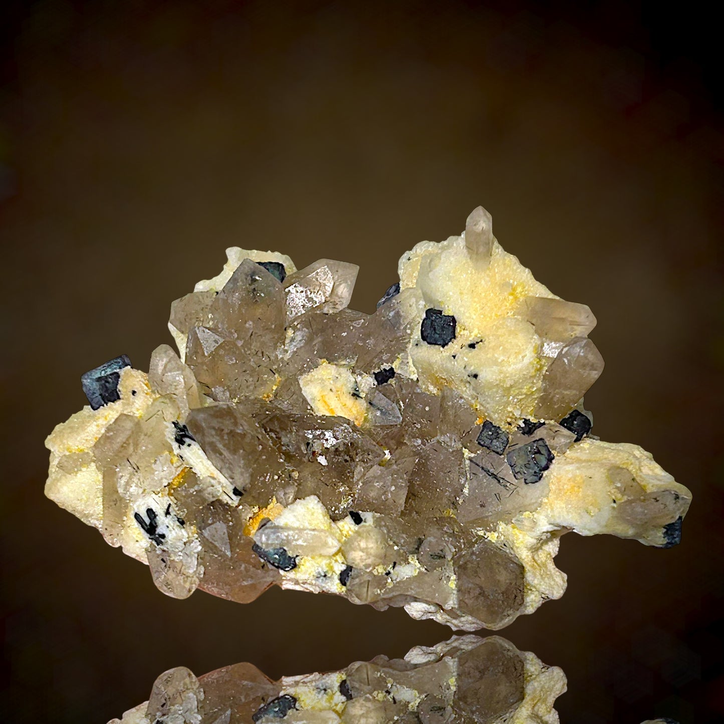 Fluorite on microcline, Smokey Quartz - Erongo, Namibia