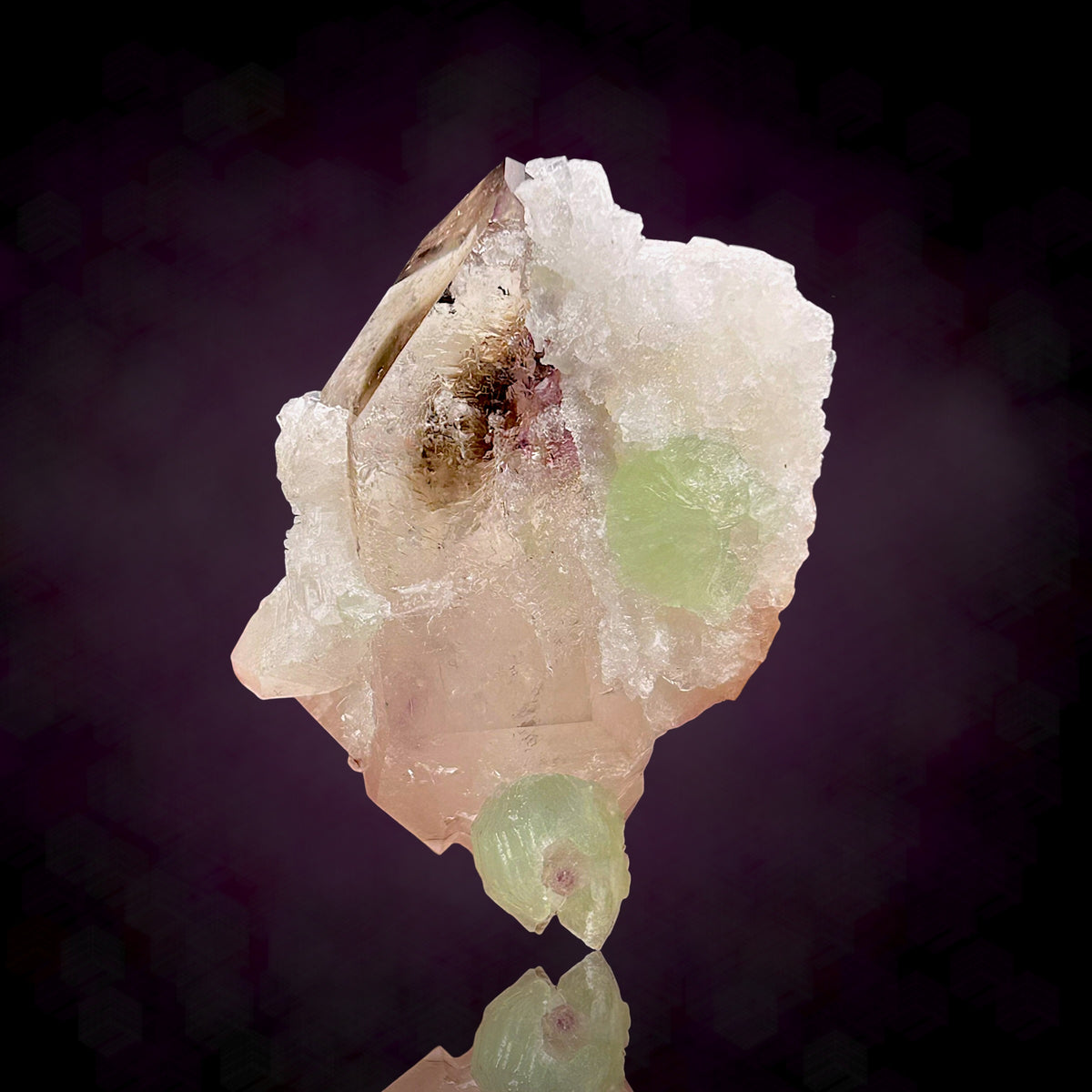 Amethyst DT, Prehnite, Apophyllite - Tafelkop, Namibia
