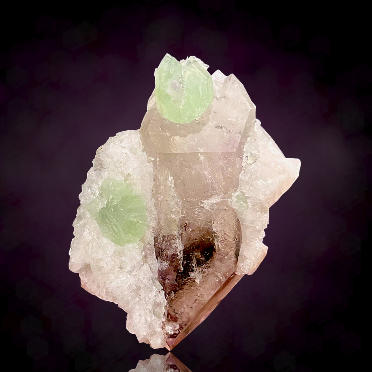 Amethyst DT, Prehnite, Apophyllite - Tafelkop, Namibia