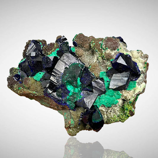 Tsumebite, Azurite, Arsentsumebite, Smithsonite, Cerrussite - Tsumeb, Namibia