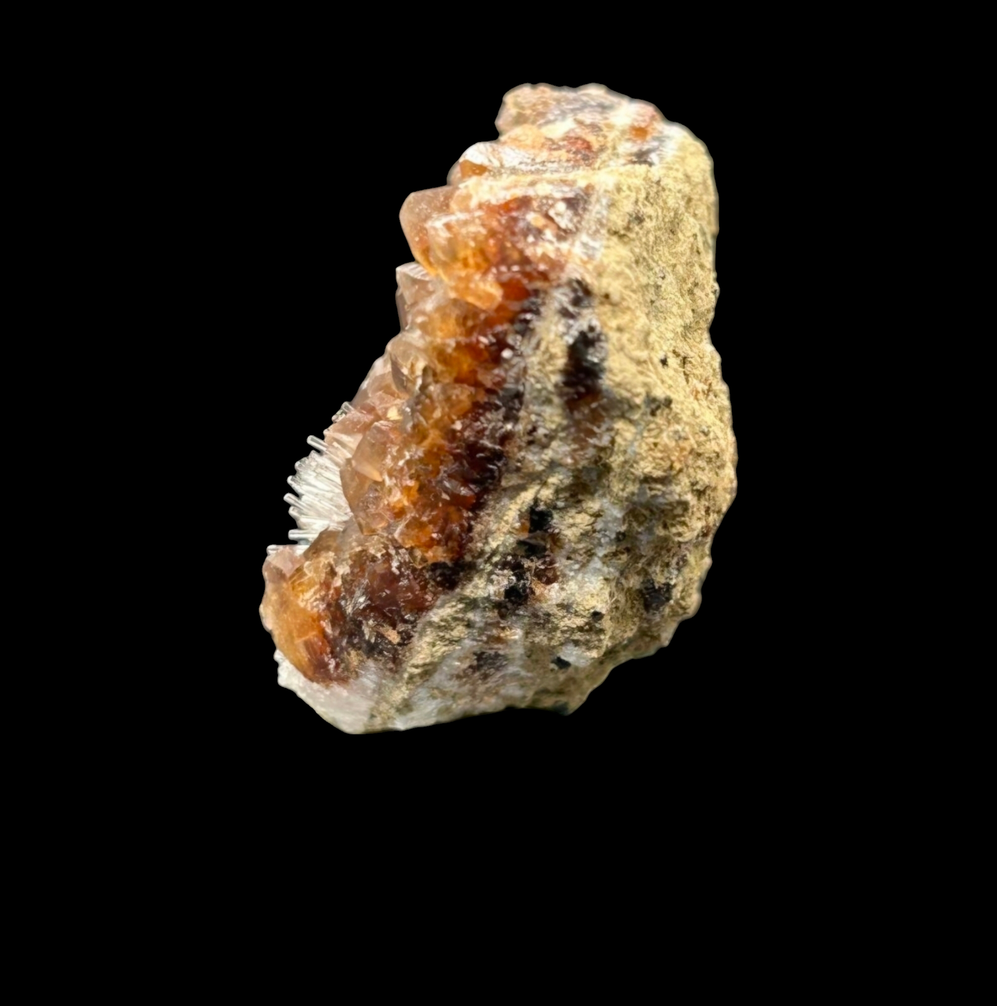 Natrolite & Calcite on Petrified Wood - Sipi Caves, Uganda