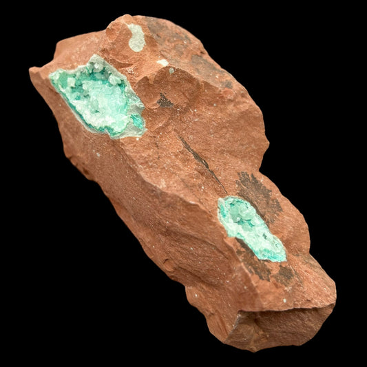 Calcite on Chrysocolla - Helgoland, German Bay