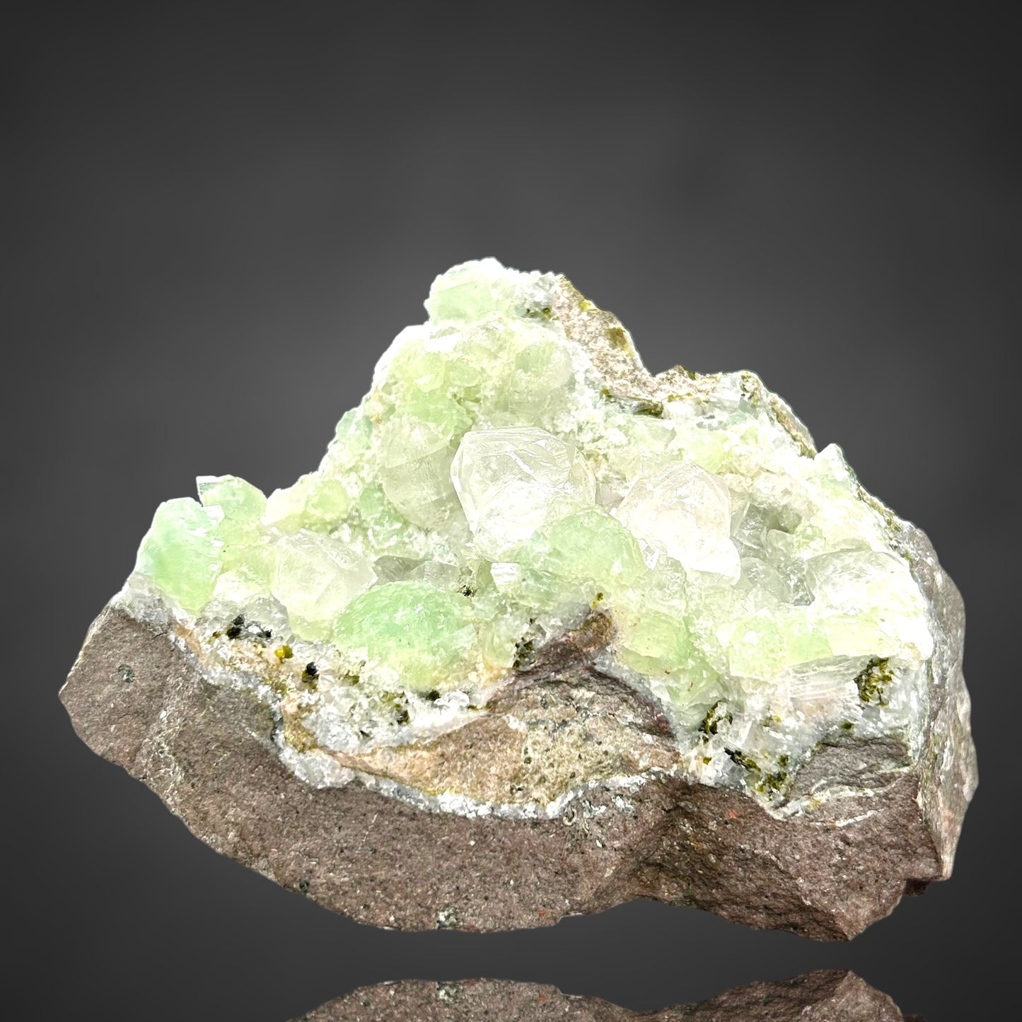 Prehnite, Calcite, Pumpellyite - Tafelkop, Namibia