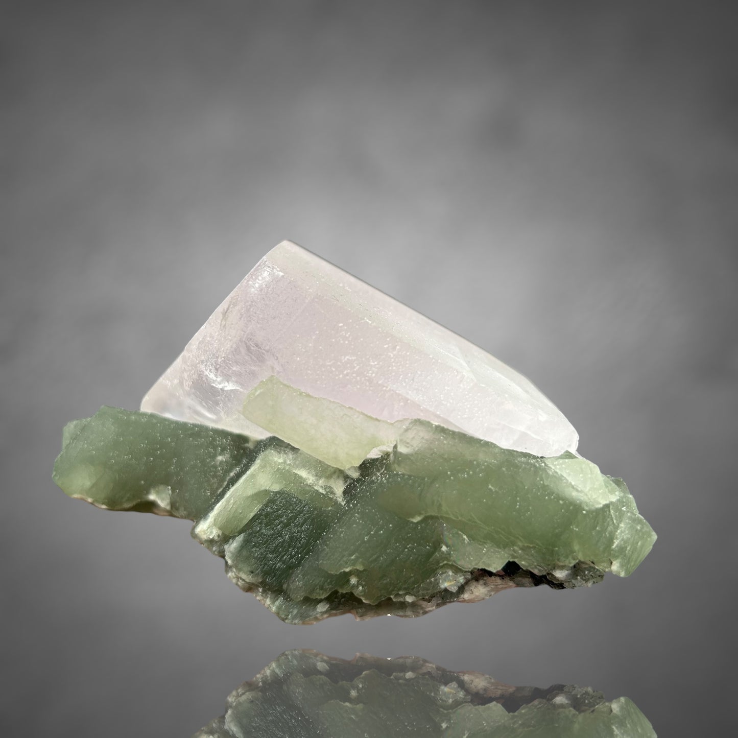 Pink on green Calcite (UV!) - Naica, Mexico