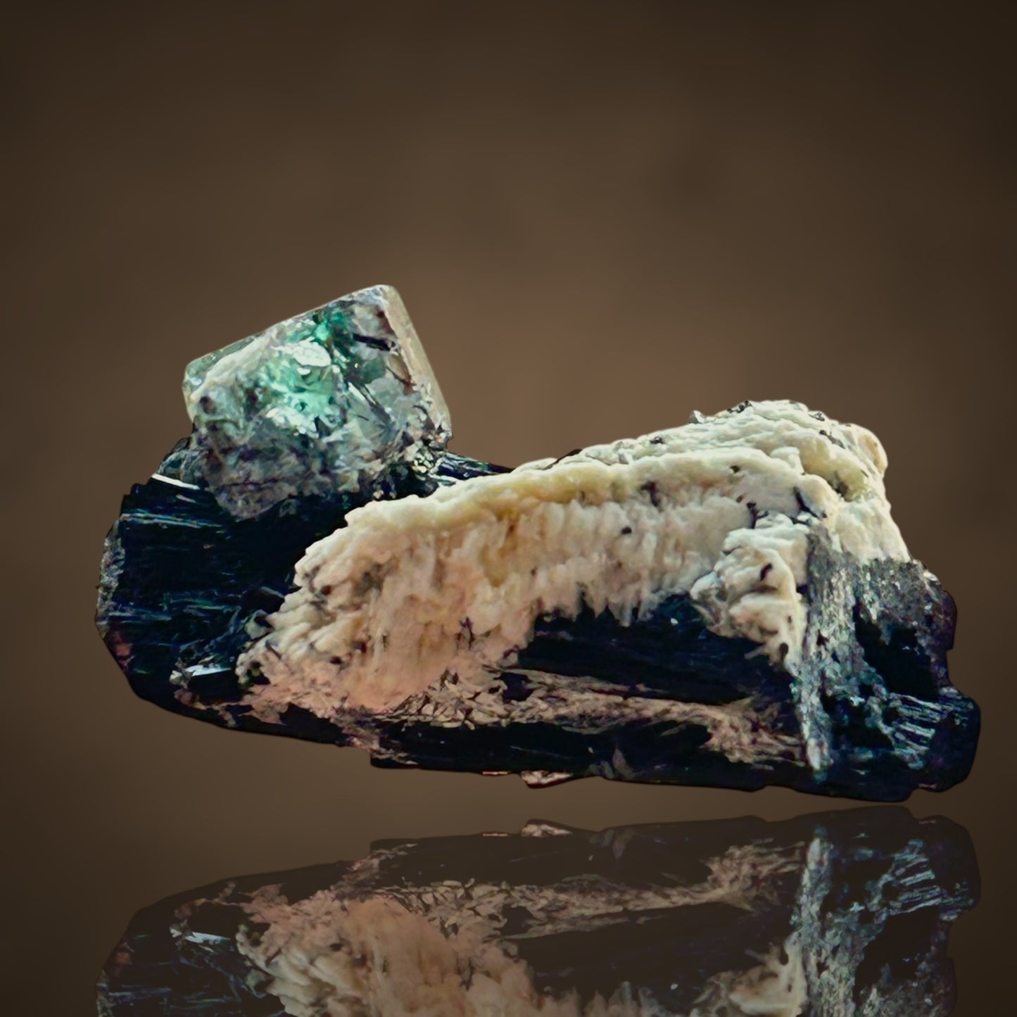 Fluorite on Tourmaline, Feldspar - Erongo, Namibia