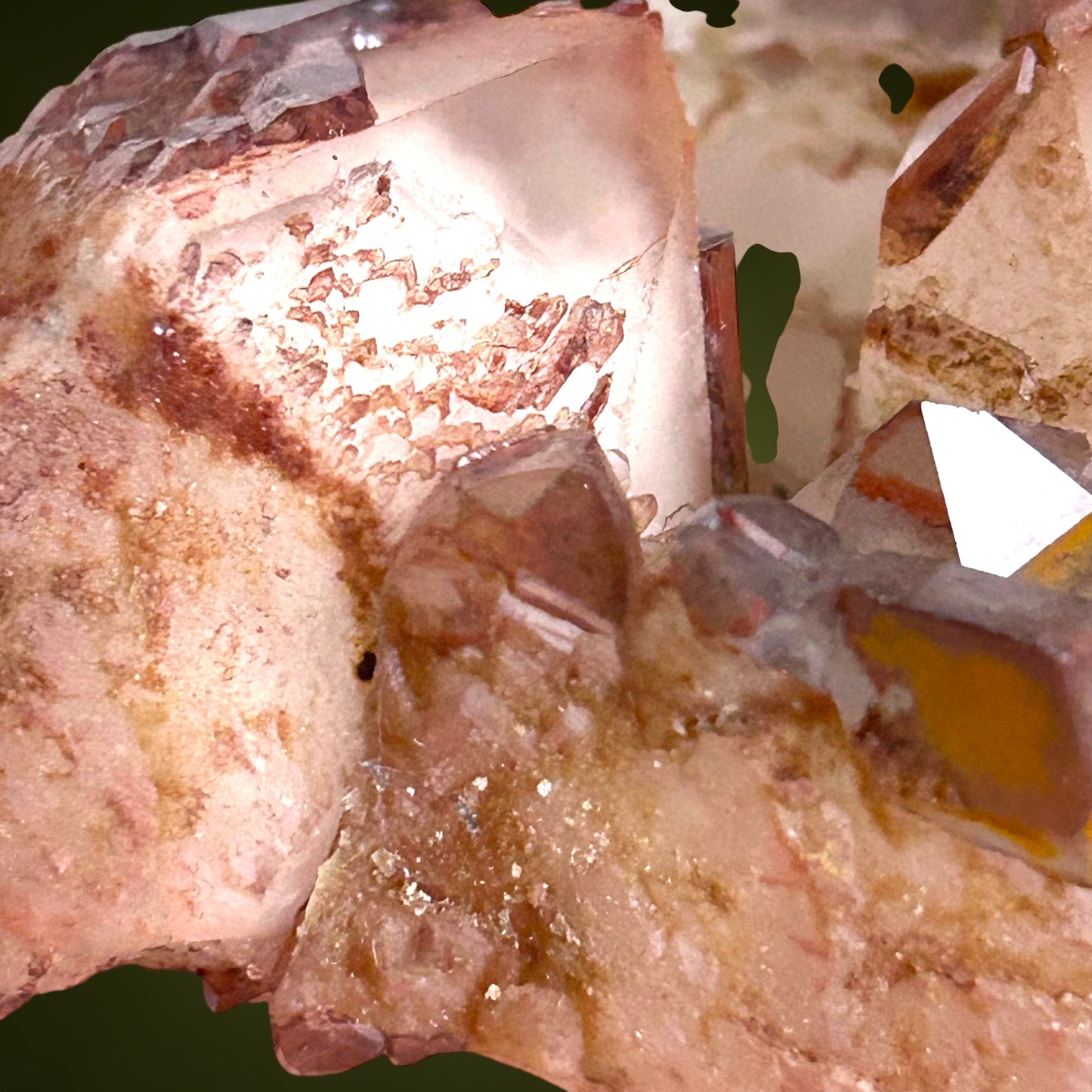 Quarz mit Hämatit-Phantomen - Orange River, Südafrika