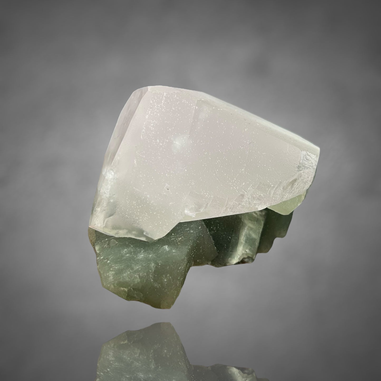 Pink on green Calcite (UV!) - Naica, Mexico