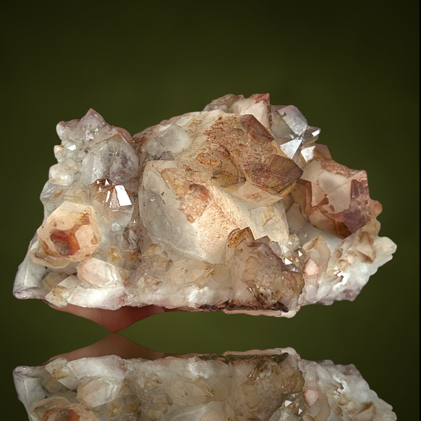 Quarz mit Hämatit-Phantomen - Orange River, Südafrika