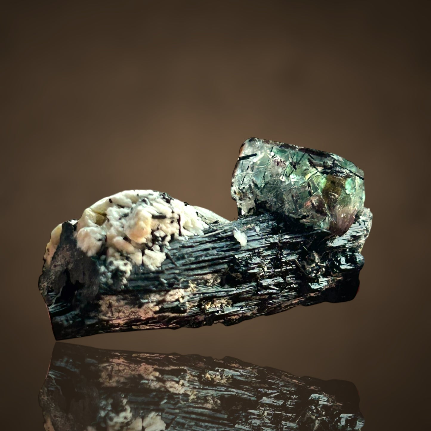 Fluorite on Tourmaline, Feldspar - Erongo, Namibia